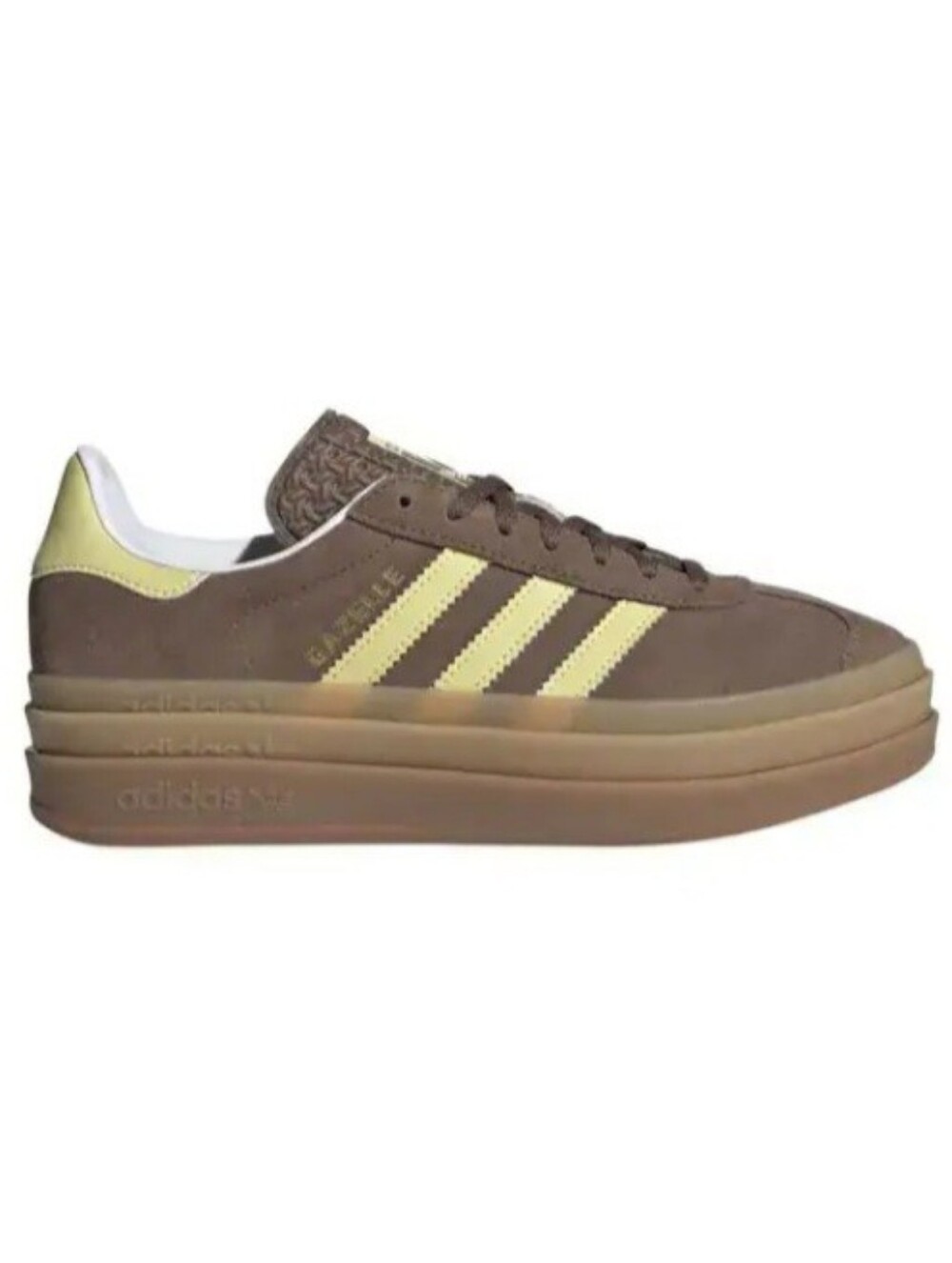 adidas Platform Gazelle Bold  Sneaker in Brown and Pale Yellow.